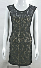 Lovely Day Sleeveless Black Lace Dress Peek-A-Boo Back Size Small