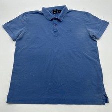 Hugo Boss Pima Cotton Polo Shirt Men L Blue Logo Embroidered. 34114