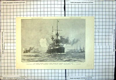 #ad Antique Print Testing Power Modern Naval Guns Hms Belleisle As Target 1900 20th GBP 19.00