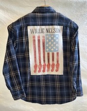 Willie Nelson - Upcycled Back Patch Flannel Shirt - Size Large Momtag Designs