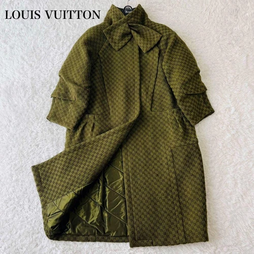 LOUIS VUITTON（LV） Cappotto lungo LOUIS VUITTON damier modello allover lana verde S donna moda