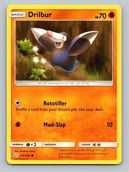 2019 Pokemon Card SM Cosmic Eclipse Drilbur 114/236
