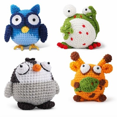Frog Chick Owl Deer Crochet Kit 4 Pack for Beginners Amigurumi DIY Set
