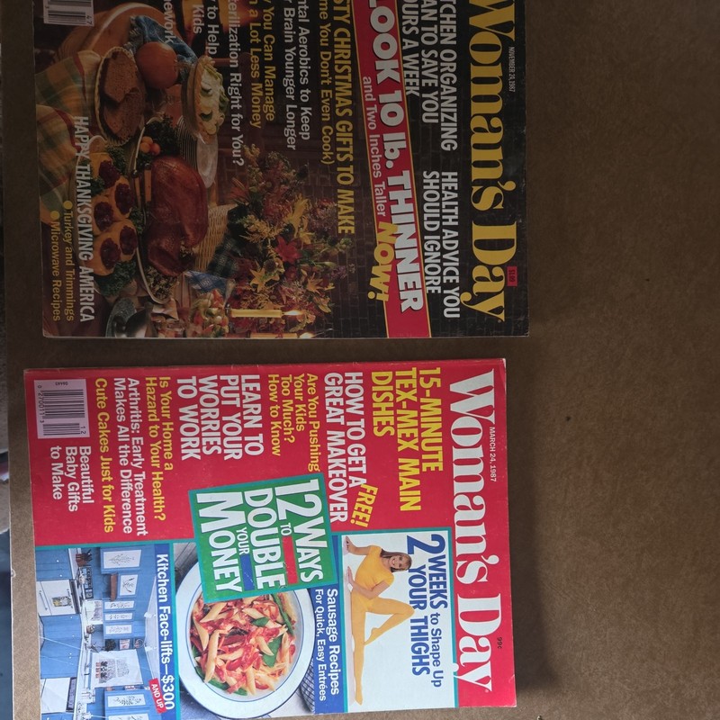 Pair of Woman's Day Magazines 1987 March and November 
