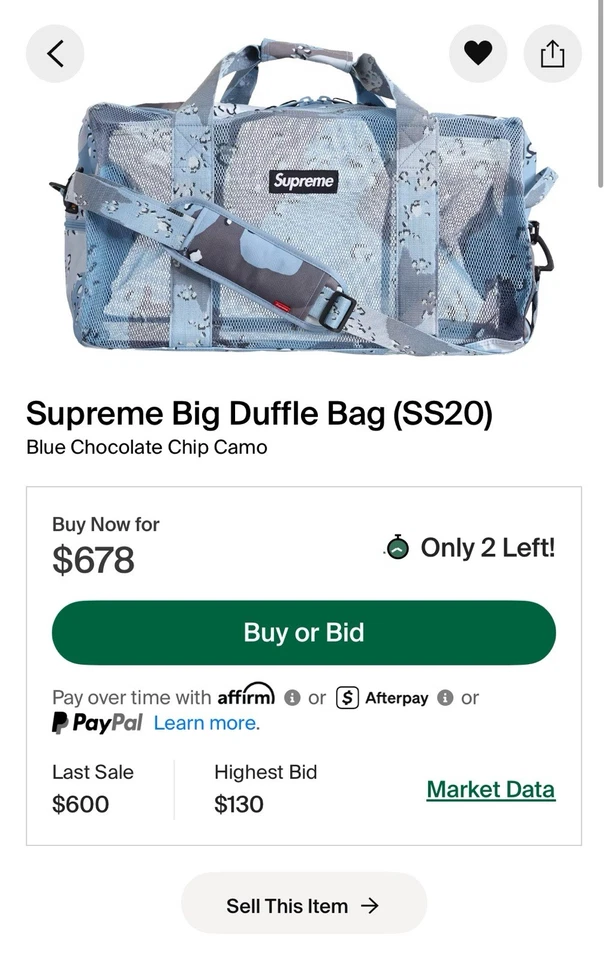 Bolsa de Lona Supreme Big (SS20) Azul Chocolate Chip Camuflada Foto 2 de 4