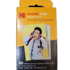Kodak 2x3” Premium Zink Photo Paper - 50 Sheets Sticky-Backed Photo Paper