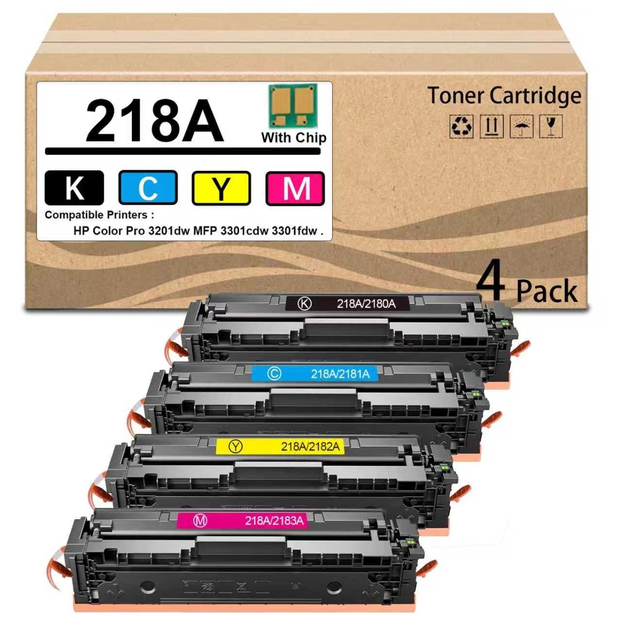 4 Pack 218A(W2180A)High Yield Toner With Chip for HP LaserJet Pro MFP 3301fdw