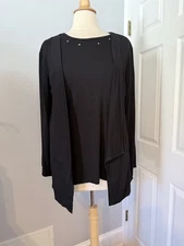 Antthony Originals black 2 Piece Embellished Top and Cardigan Set Size Small