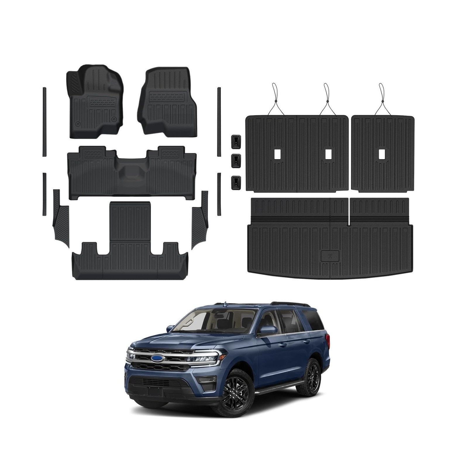 Floor Mats Set for 2018-2024 Ford Expedition/Lincoln Navigator 7 Seats Access...