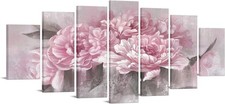 Large Flower Wall Art Canvas Pink Peony Floral Painting Picture...W-70 xH-32