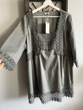M&S Indigo Collection Dress UK 20 – Pure Cotton – Grey Crochet Lace Tunic – NWT
