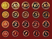 20 verschiedene 1 , 2 , 5 + 10 Pfennig BRD Münzen 1995,  A D F G J Stempelglanz