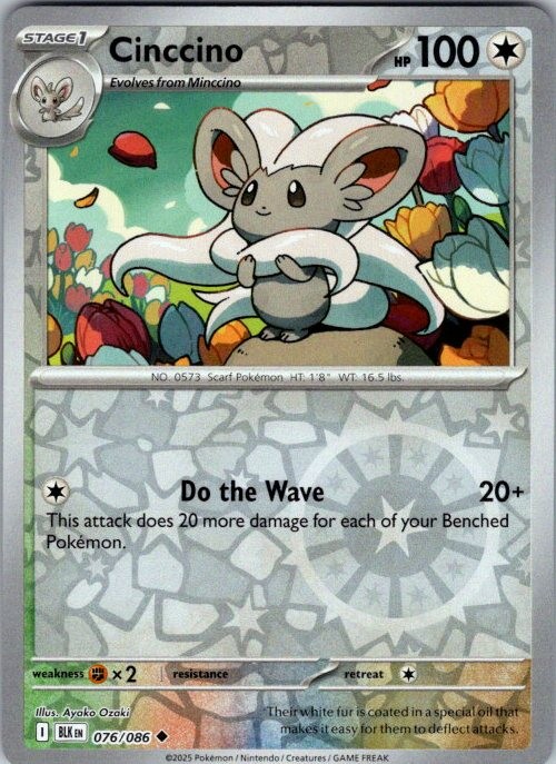 Pokemon | SV: Black Bolt | Cinccino | 076/086 | Reverse Holo | NM