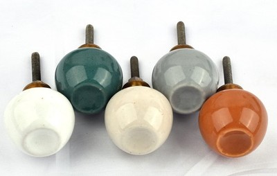 Ceramic Assorted Glazed Knobs for Cabinets & Dresser Pulls, Color Mix