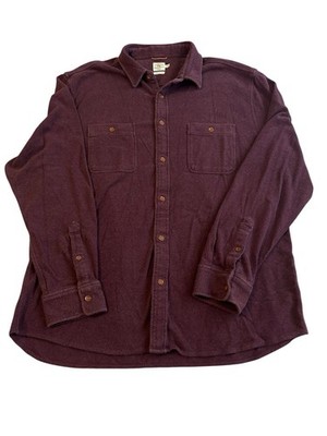 Faherty Mens Knit Button Up Shirt XXL Burgundy  Organic Cotton Soft Workwear