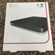 LG Ultra Slim Portable DVD Writer Black External Drive Mac Windows DVD CD