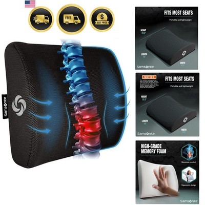 Lumbar Support Pillow Office Chair Gaming Seat Car Memory Foam Ventilated Mesh