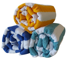 Hotel/Resort Pool Cabana Towels 2x2 Stripes 30x70" 100 Cotton Ring Spun 1 Pack