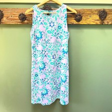 Talbots Womens Lavender Floral Paisley Sleeveless Shift Dress Cutout Back Size M