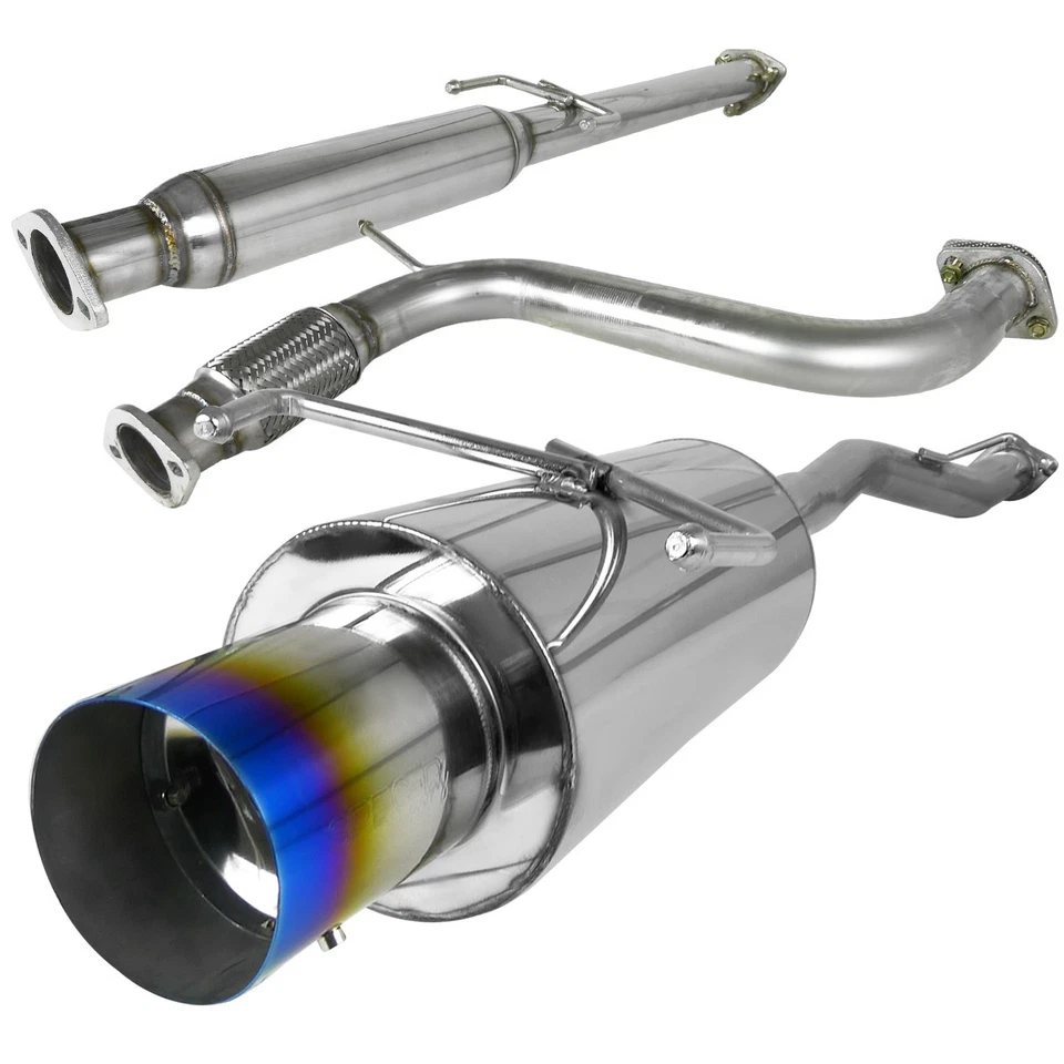 Catback Exhaust Fits 1994-1997 Honda Accord Muffler System w/ 4" Burnt Tip 94-97 — 第 2/4 张图片