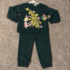 NWT Unisex Kids Two Piece Sweatpants Set Size 5 Christmas Grinch Brand New