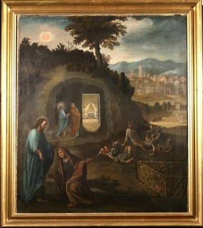 17th CENTURY LARGE ITALIAN OLD MASTER OIL CANVAS CHRIST THE RESURRECTION