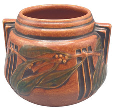Vintage 1930's Roseville Art Pottery Laurel Autumn Red 6 1/4