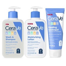 CeraVe Baby Bath Set, 8oz Wash & Shampoo + 8oz Moisturizing Lotion + 3oz Healing