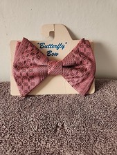 Vintage Pink Jumbo Butterfly Bowtie Clip on