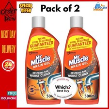 Mr Muscle Drain Gel Unblocker Sink & Drain Cleaner Fast Acting 2 x 500 ml UK