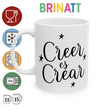 Ceramic Mug - Creer es Crear - Inspirational Funny Coffee Lover Gift, Cup Office