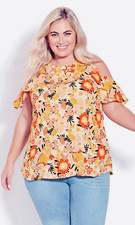 Pretty yellow/pink/orange cold shoulder blouse, by Evans, Size18, BNWT, RRP £32