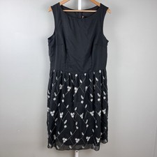 Torrid Sleeveless Dress Womens Size 16 Black White Embroidered Floral
