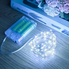 33FT 100 LED White Battery Operated String Fairy Lights Christmas Decorations US