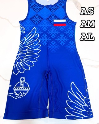 Russia Wrestling Singlet Blue Adult Small Médium And Large Message Before Buying