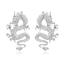 Pendientes de dragón punk, pendientes colgantes de dragón chino antiguo para mujer, bohemios