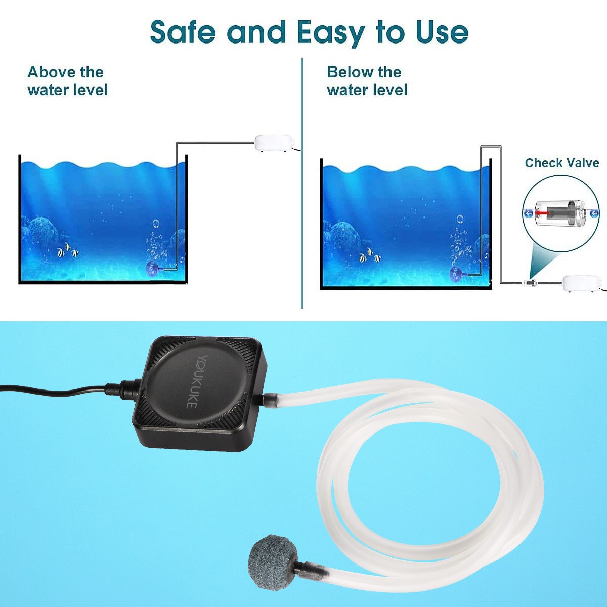 Mini Pompa Acquario Pompa Aria Super Silenziosa Ossigeno 1W 1-15 Galloni Serbatoio Pesci foto 2