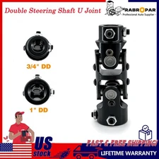 1" DD X 3/4" DD BLACK Double Steering U Joint Universal Steering Shaft US STOCK