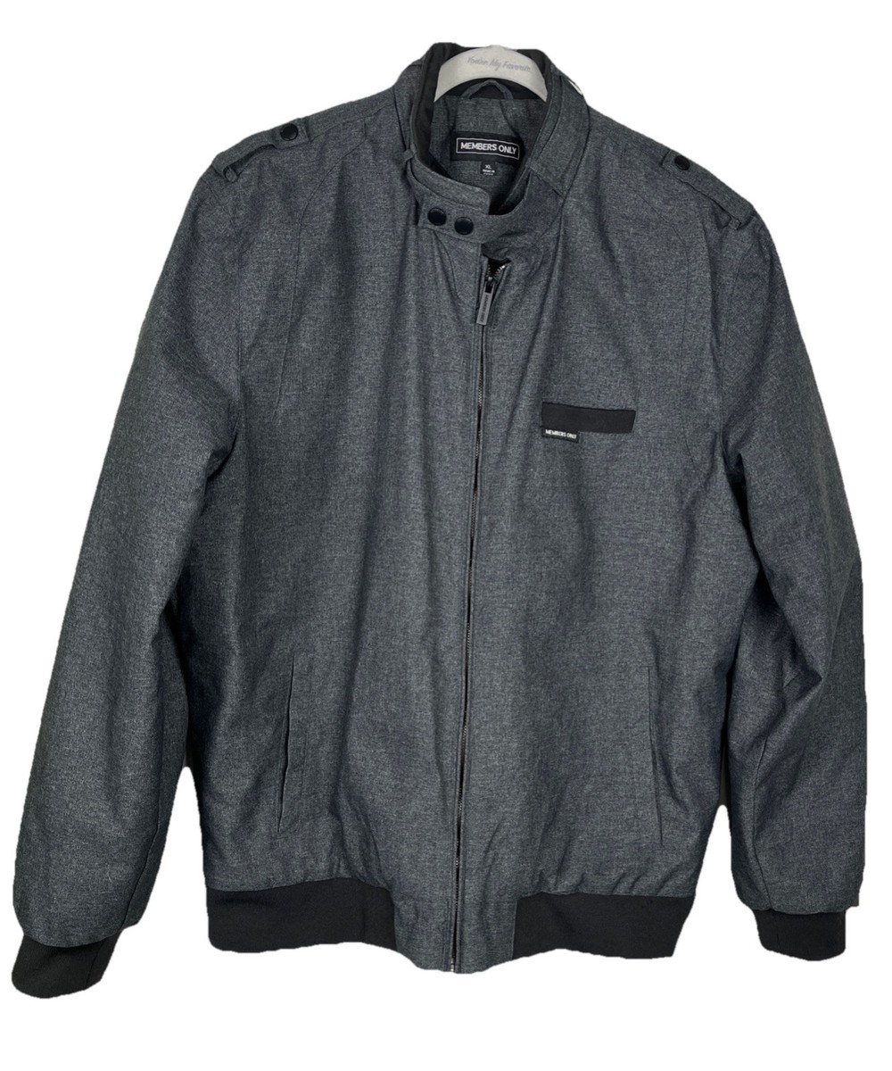 Members Only Gray Full Zip Quilted Lined Iconic Racer Heavy Jacket Mens XL
