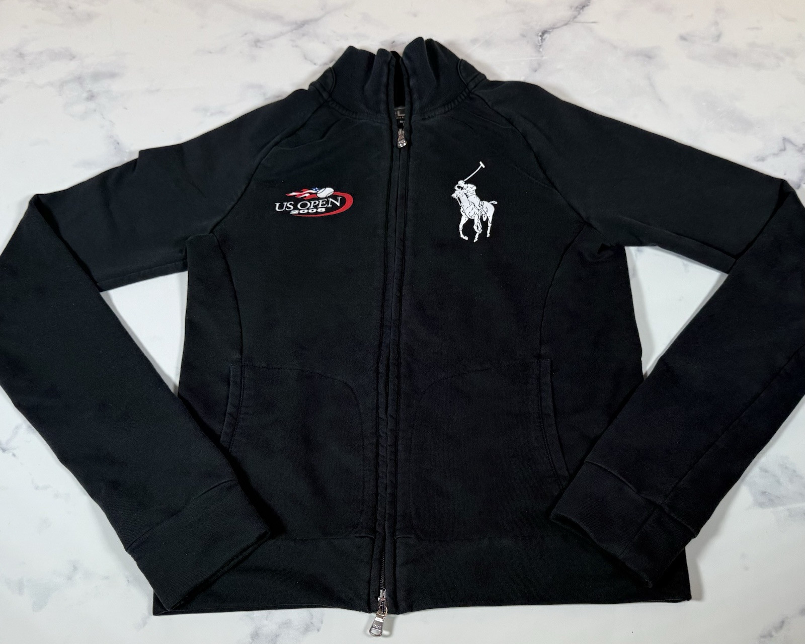 Giacca RLX Ralph Lauren donna S nera full zip big pony US Open tennis 2006