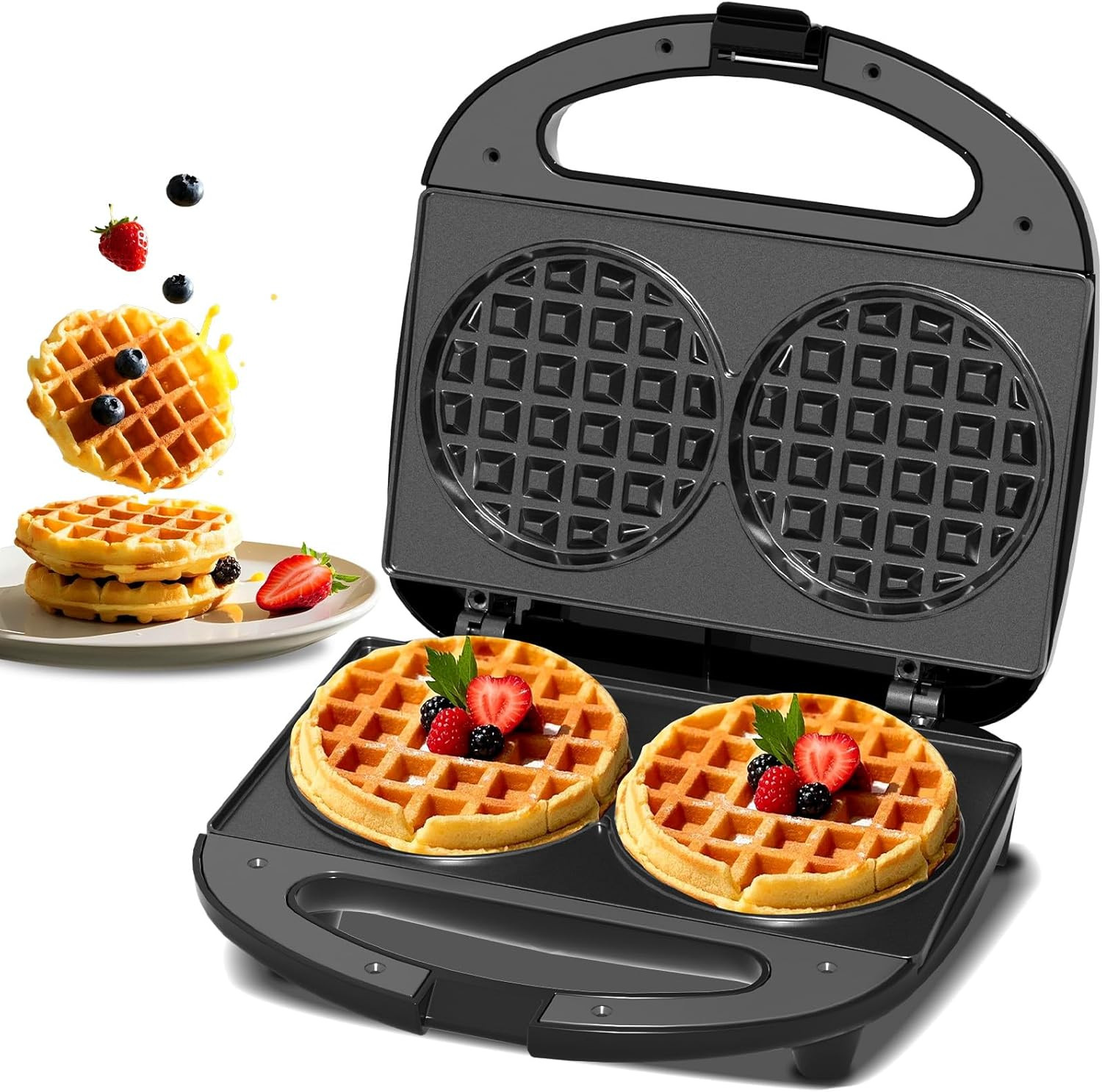 Mini Waffle Maker Doppio: Design Compatto per Colazioni Creative