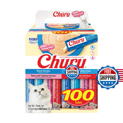 Inaba Churu Cat Treats, Lickable, Squeezable Creamy Purée with Vitamin E, 0.5 Ou