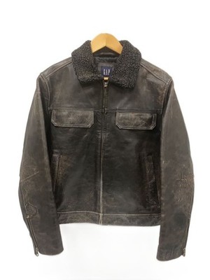 Gap 03S/Old/Collar Boa/Leather Jacket//S/Cowhide/Blk/213850// 3688