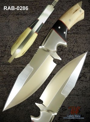RaB Handmade Full Tang 1/4''D2 Steel Skinning, EDC, Camping Knife With Stag Scale
