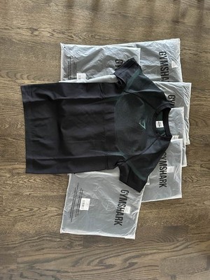 GymShark Onyx 5.0 Seamless T-Shirt / Black/Lift Green - XS,S,M,L