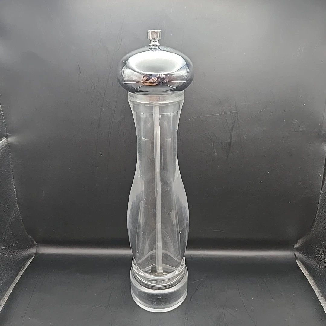 Olde Thompson 12" Acrylic Carbon Steel Handheld Pepper Mill Grinder Silver Cap