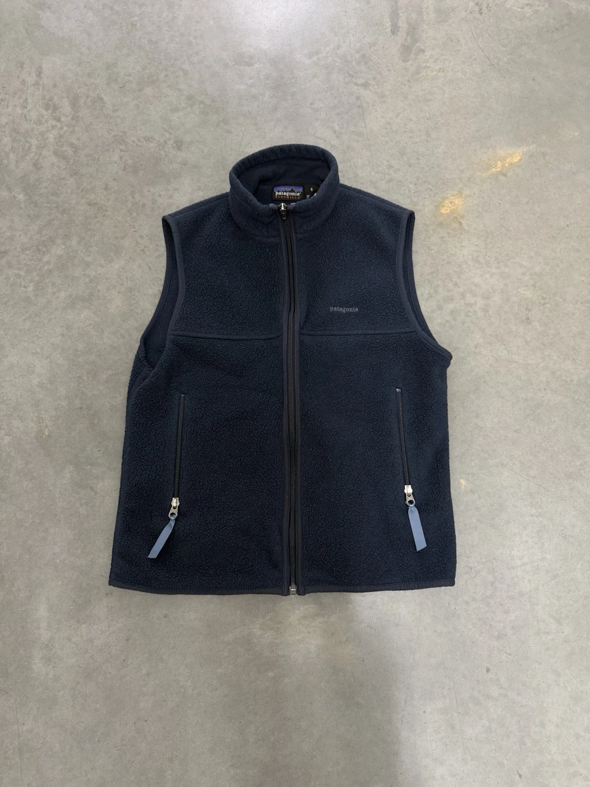 Patagonia Synchilla Trail Outdoors Vest Navy USA 90s Fleece Small RARE