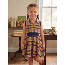 Vintage 70s Sears Growing Girl Plaid Dress Orange Navy Yellow