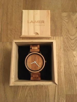 Laimer Holzuhr Herren Woodwatch nie getragen