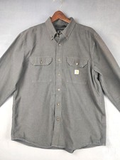 Carhartt Shirt Men's Large Dark Grey Loose Fit Chambray Work Streetwear 104368